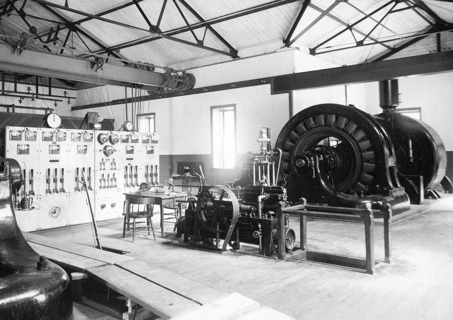 Historic early 20th century hydro powerhouse — turbine hall