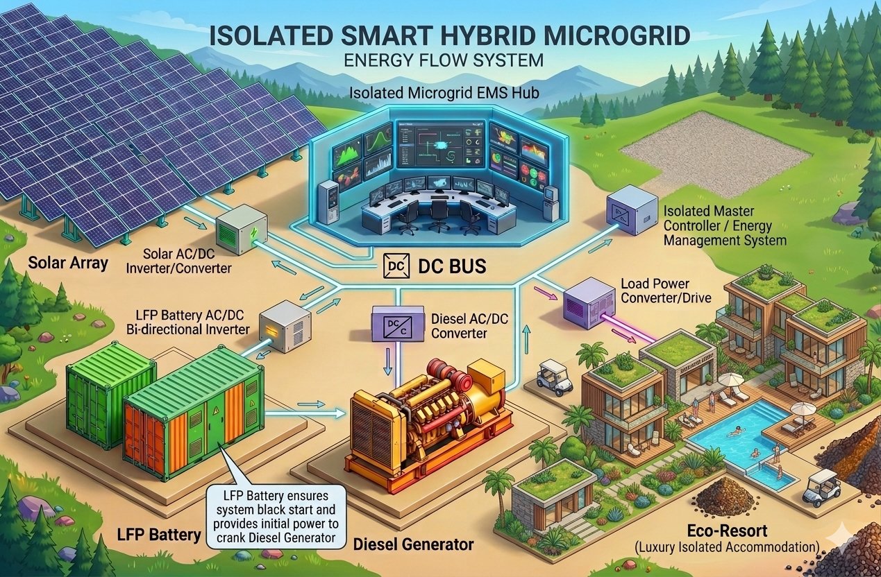 Isolated Smart Hybrid Microgrid for Eco-Resort — Energy Flow System